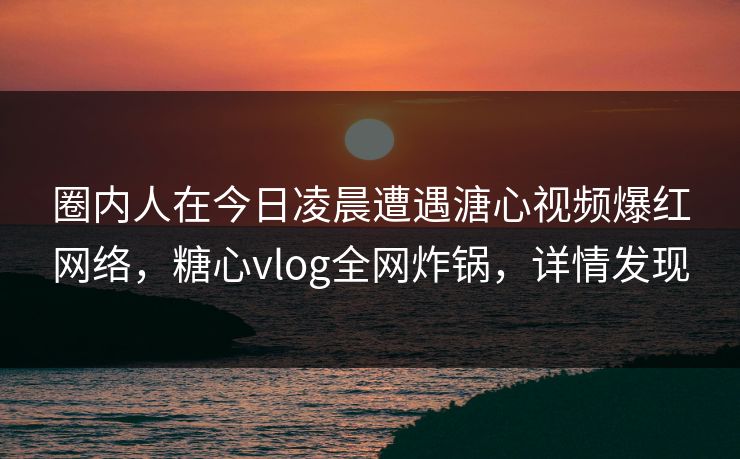 圈内人在今日凌晨遭遇溏心视频爆红网络，糖心vlog全网炸锅，详情发现