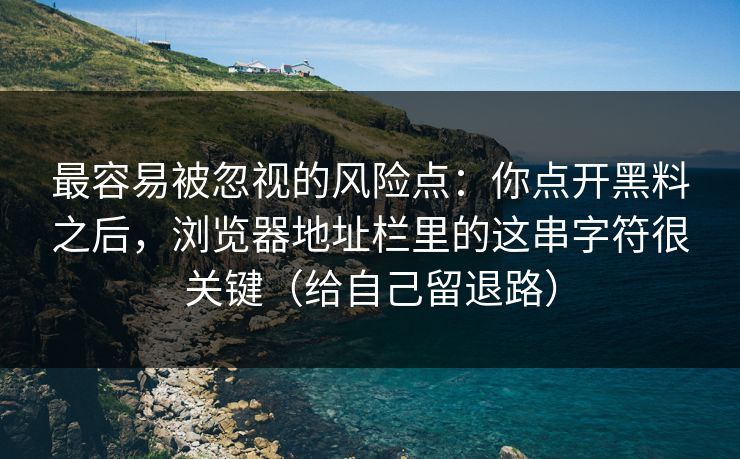 最容易被忽视的风险点：你点开黑料之后，浏览器地址栏里的这串字符很关键（给自己留退路）