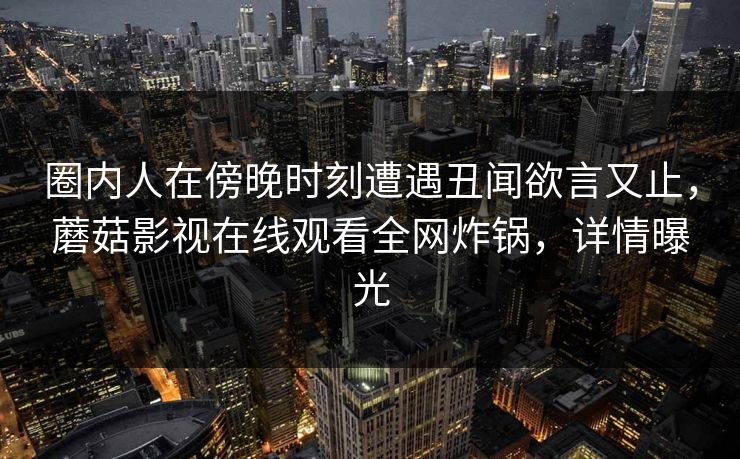 圈内人在傍晚时刻遭遇丑闻欲言又止，蘑菇影视在线观看全网炸锅，详情曝光